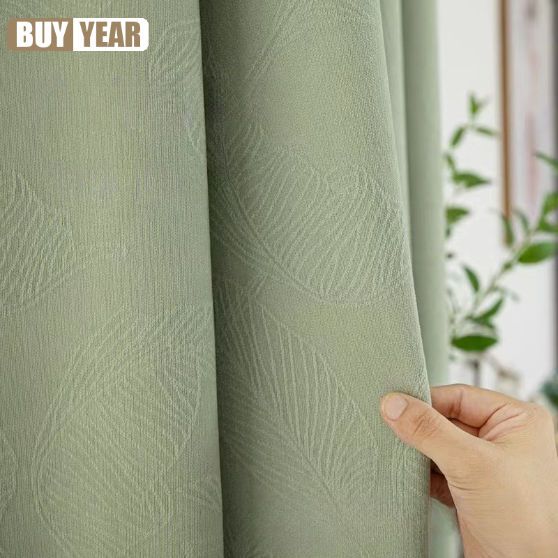 Home Office Buy - Chenille verde tridimensional cortina do jacquard,