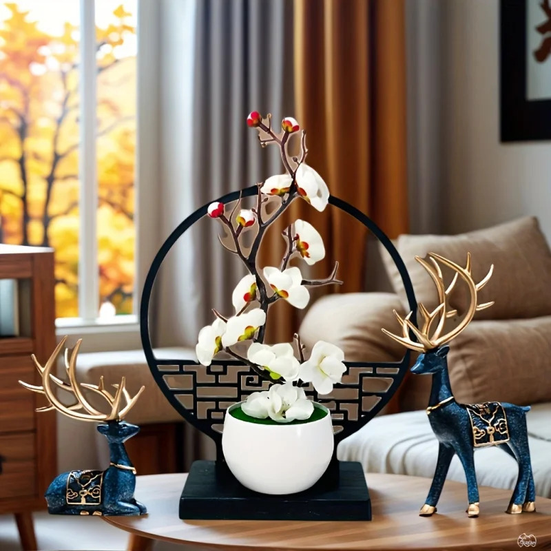 Home Office Headset - Bonsai de flor de ameixa artificial