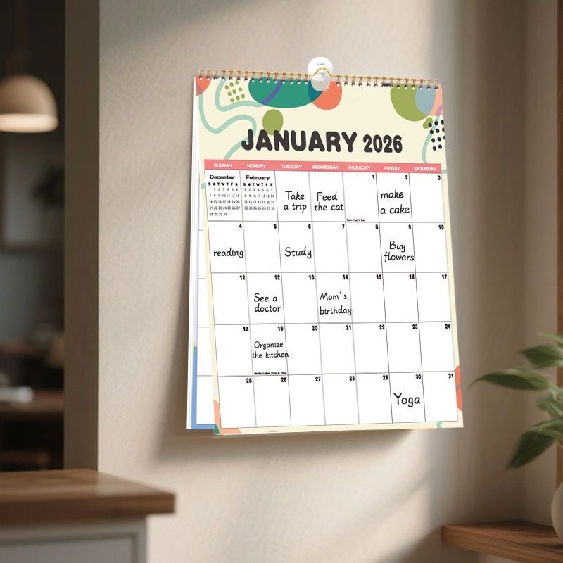 Home Office Holidays 2026 - Bobina de calendário de parede estilo