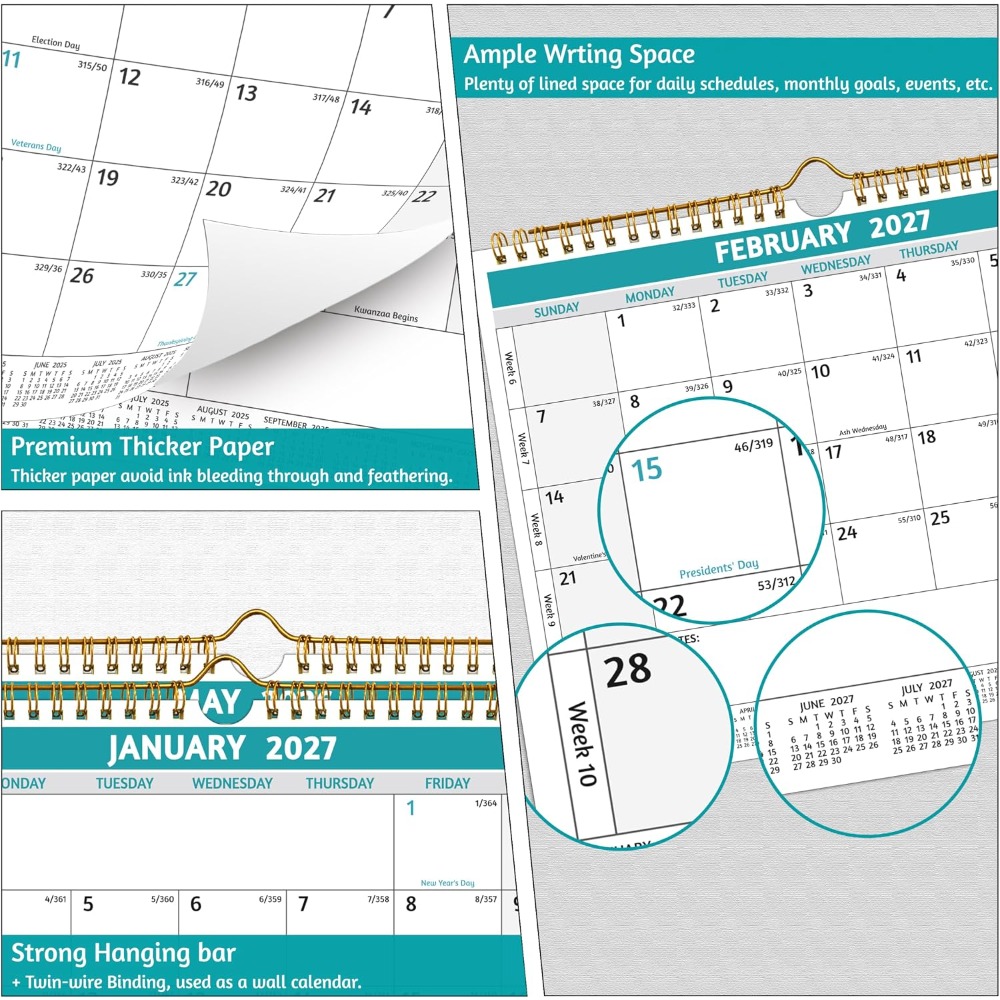 Calendário de Parede 2025 2026 - Home Office Holidays 2026 avaliação e preço
