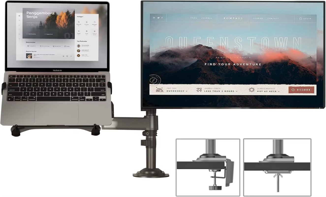 Suporte para laptop combinado  - Monitor Arm Dual avaliação e preço
