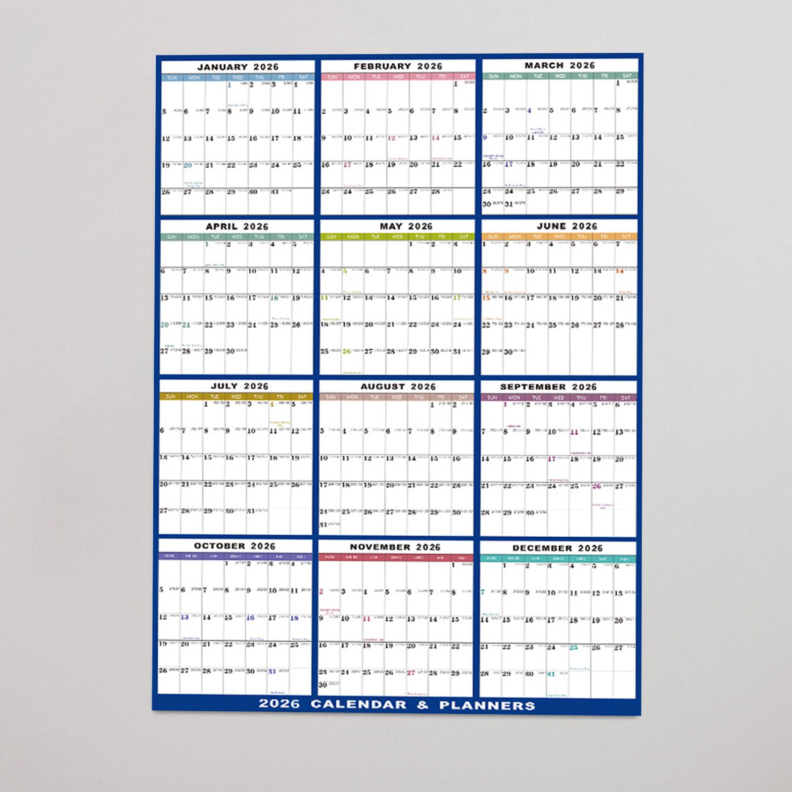Grande apagável 2026 calendári - Home Office Holidays 2026 avaliação e preço
