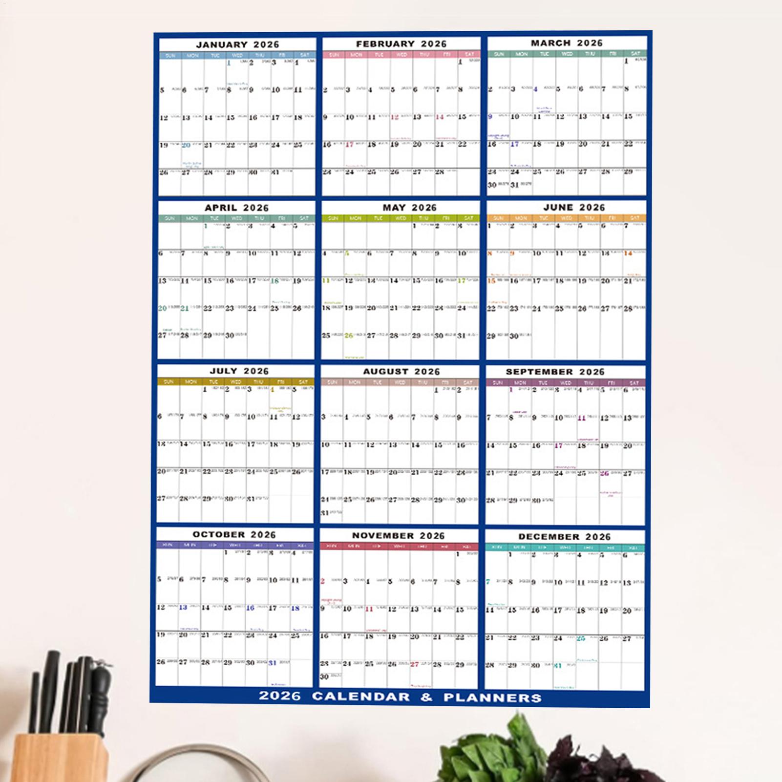 Grande apagável 2026 calendári - Home Office Holidays 2026 avaliação e preço